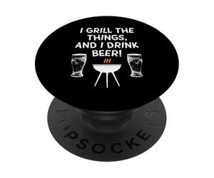 I Grill The Things I Drink Beer BBQ Barbacoa Día del Padre Papá PopSockets PopGrip Adhesivo
