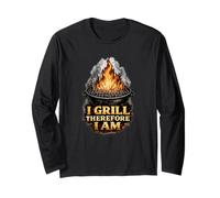 I Grill Therefore I Am Funny BBQ Grill Filosofía Manga Larga