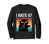 I Hate 67 Meme with Cat Anti 6 7 tee Funny Six Seven Slang Manga Larga