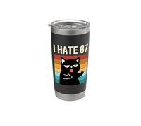 I Hate 67 Meme With Cat Anti 6 7 Tee Funny Six Seven Slang Vaso térmico de acero inoxidable de doble pared