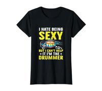 I Hate Being Sexy But I Can't Help It I'm The Drummer Camiseta gráfica económica, Mujer, Negro, S