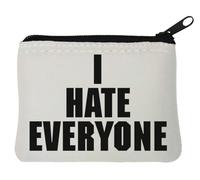I Hate Everyone - Monedero de neopreno (10 x 11 cm), color blanco, White, Talla única