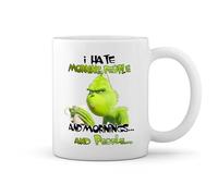 I hate morning people and mornings and people grinch Blanco taza Mug