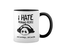 I hate morning people and peoples fun panda New Trend Fun Lustig Blanca taza de café con RIM Negro y manija Mug