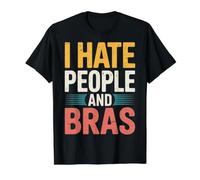 I Hate People and Bras Mujer introvertida - Camiseta gráfica económica, Hombre, Negro, M