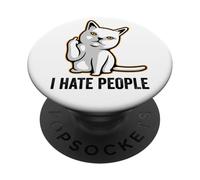 I Hate People Sign,Funny Cat Giving The Finger Flipping Off PopSockets PopGrip Adhesivo