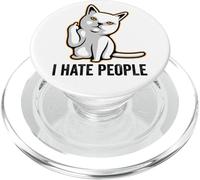 I Hate People Sign,Funny Cat Giving The Finger Flipping Off PopSockets PopGrip para MagSafe
