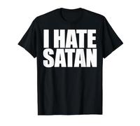 I Hate Satan Bold Quote Funny Christian Faith Statement Camiseta gráfica económica, Hombre, Negro, L