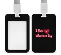 I Hate Valentine's Day - Divertido soporte para tarjetas de identificación con cordón para profesores, enfermeras y médicos