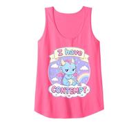 I Have Contempt Cute Kawaii Dragon Sarcástico Mood Art Rosa Camiseta sin Mangas