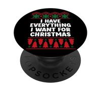 I Have Everything I Want for Christmas Couples Pajamas Funny PopSockets PopGrip Adhesivo