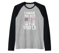 I Have The Best Mom In The World American Flag Mothers Day Camiseta Manga Raglan