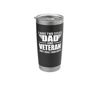 I Have Two Titles Dad And Veteran Funny Father Vaso térmico de acero inoxidable de doble pared