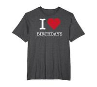 I Heart Birthday, I Love Birthdays Camiseta, Hombre Tallas Grandes, Jaspeado Oscuro, 4X Alto