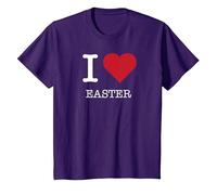 I Heart Easter I Love Easter Camiseta, Niños, Morado, 10 años