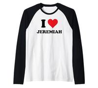 I Heart Jeremiah Nombre Me encantan las cosas personalizadas Camiseta Manga Raglan