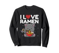 I Heart Love Ramen Fideos japoneses Divertidos Anime Cat Kawaii Sudadera