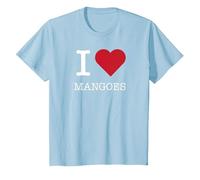 I Heart Mangos, I Love Mangos Camiseta, Niños, Azul Bebé, 6 años