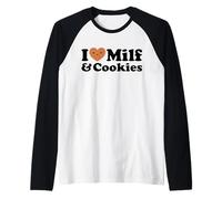I Heart Milf & Cookies - Funny Milk Love Hot Sweet Moms Broma Camiseta Manga Raglan