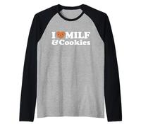 I Heart Milf & Cookies - Funny Milk Love Hot Sweet Moms Broma Camiseta Manga Raglan
