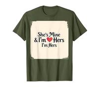 I Heart My Girlfriend: Ella es mía & Soy Ella Cita romántica Camiseta, Hombre, Verde Oliva, S