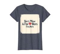 I Heart My Girlfriend: Ella es mía & Soy Ella Cita romántica Camiseta, Mujer, Azul Jaspeado, L