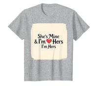 I Heart My Girlfriend: Ella es mía & Soy Ella Cita romántica Camiseta, Niños, Gris Jaspeado, 4 años