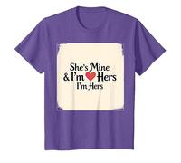 I Heart My Girlfriend: Ella es mía & Soy Ella Cita romántica Camiseta, Niños, Morado Jaspeado, 6 años