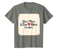 I Heart My Girlfriend: Ella es mía & Soy Ella Cita romántica Camiseta, Niños, Verde Militar Jaspeado, 6 años