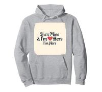 I Heart My Girlfriend: Ella es mía & Soy Ella Cita romántica Sudadera con Capucha, Unisex para Adultos, Gris Jaspeado, XL