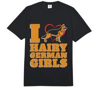 I Heart Peludas Alemanas Chicas Ama Perros Policía Pastor Alemán Comfort Colors Adult Heavyweight T-Shirt