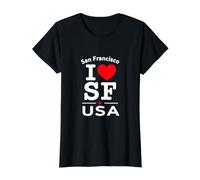 I Heart San Francisco I Love SF USA Californ Graphic Design Camiseta gráfica económica, Mujer, Negro, XS
