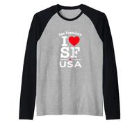 I Heart San Francisco I Love SF USA Californ Graphic Design Camiseta Manga Raglan