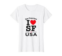 I Heart San Francisco, San Francisco USA Californ Graphic Camiseta gráfica económica, Mujer, Blanco, XL