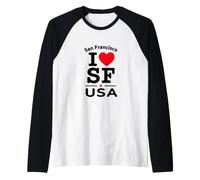 I Heart San Francisco, San Francisco USA Californ Graphic Camiseta Manga Raglan