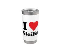 I Heart Sicilia Italy Love Italian Souvenir Artículo Vaso térmico de acero inoxidable de doble pared