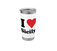 I Heart Sicily Italy Love Italian Souvenir Artículo Vaso térmico de acero inoxidable de doble pared