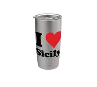 I Heart Sicily Italy Love Italian Souvenir Artículo Vaso térmico de acero inoxidable de doble pared