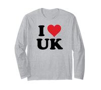 I Heart United Kingdom Love Country Souvenir Themed Stuff Manga Larga