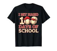 I Hit Hard 100 Days of School Baseball Niños Niños Camiseta