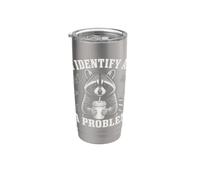 I Identify As A Problem Funny Raccoon Humor Sarcastic Saying Vaso térmico de acero inoxidable de doble pared