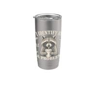 I Identify As A Problem Funny Raccoon Humor Sarcastic Saying Vaso térmico de acero inoxidable de doble pared