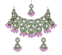 I Jewels Juego de collar de boda india Bollywood tradicional Kundan y perla para mujer, Free Size, Perla, No es una piedra preciosa