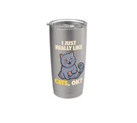 I Just Really Like Cats Ok Animal Lindo British Shorthair Cat Vaso térmico de acero inoxidable de doble pared