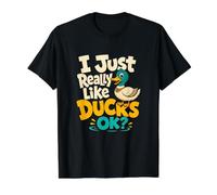 I Just Really Like Ducks Ok? Dibujos Animados Divertidos de Pato Camiseta gráfica económica, Hombre, Negro, M