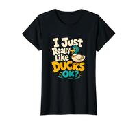 I Just Really Like Ducks Ok? Dibujos Animados Divertidos de Pato Camiseta gráfica económica, Mujer, Negro, M