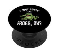 I Just Really Like Frogs - Rana Divertida y Linda para niños PopSockets PopGrip Adhesivo