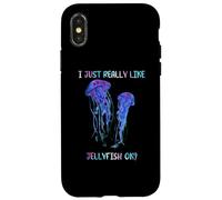I Just Really Like Jellyfish, OK? Watercolor Fish, JellyFish Carcasa para iPhone X/XS