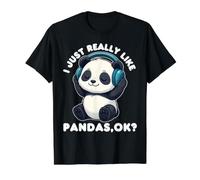 I Just Really Like Pandas Niños Niñas Música Amante Panda Camiseta gráfica económica, Hombre, Negro, M
