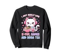 I Just Really Love K-Pop Ramen y Boba Tea Cute Cat Sudadera